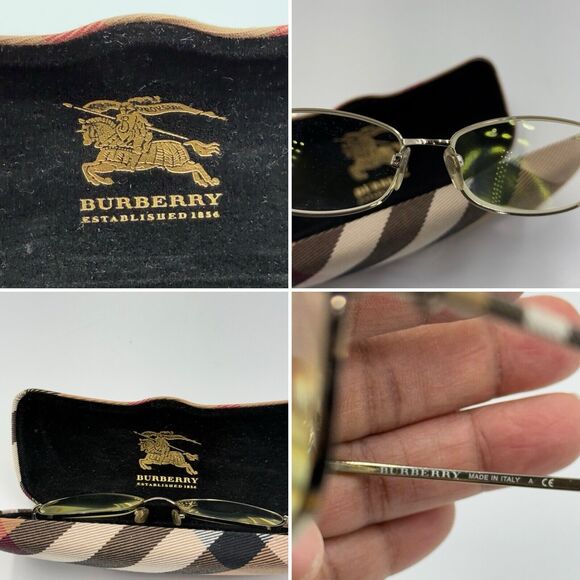 BURBERRY Eyeglasses B 1256 1145 135 Gunmetal Frames w/plaid design temples main image 6